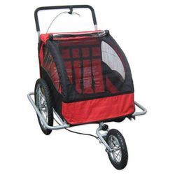 Bc-elec - 5664-0001A 2 in 1 kinderfahrradanhänger anhänger fahrrad buggy für 2 kinder fahrradanhänger Rot und Schwarz