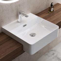 Sogood - doporro® Einbauwashbecken Keramik Waschbecken Handwaschbecken Eckig Waschtisch in weiß glänzend Bad 42,5x42,5x12,5 cm Brüssel702 - Glänzend