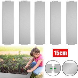 UISEBRT Rasenkante Metall 15m 100 x 15cm Verzinkt Beeteinfassung Beetumrandung Mähkante Palisade 15 Stück, Länge 5m - Höhe 15cm