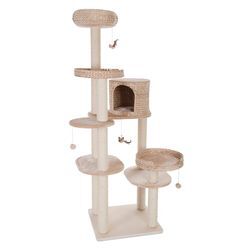 zooplus Exclusive Kratzbaum Natural Home IV - beige mit Liegefläche und Höhle