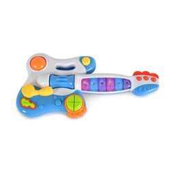 Moni Musikspielzeug Gitarre HE0501 Töne, Melodien, Tasten, Licht, ab 18 Monate blau