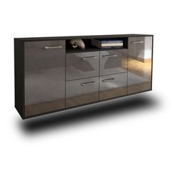 Sideboard Carrollton | Korpus Anthrazit | Grau h�ngend mit Griffen (180x79x35cm)