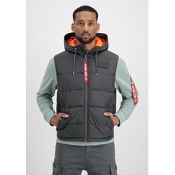 Blouson ALPHA INDUSTRIES "Alpha Industries Men - Vests Hooded Puffer Vest FD" Gr. L, grau (greyblack) Herren Jacken