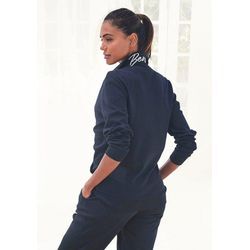 Bench. Loungewear Sweatjacke mit glänzender Logostickerei am Stehkragen, Loungeanzug, schwarz