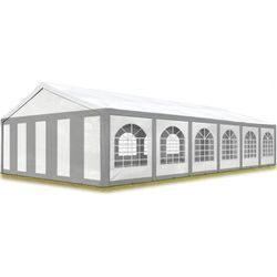 Carpasol - Hochwertiges Partyzelt 6x12 m Pavillon Zelt pe Plane 450 n Gartenzelt Festzelt Bierzelt Wasserdicht grau-weiß - grau-weiß