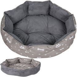 Mucola - Katzenbett Hundebett Hundesofa Rund Ø60cm Grau Hundekissen Wendekissen Haustierbett Katzenliege Katzenschlafplatz Tierbett