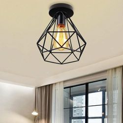 Axhup - Industrial Metall Deckenlampe, E27 Deckenleuchte in Rautenform, Retro Design Pendelleuchte für Balkon Korridor Badezimmer Eingang Küche