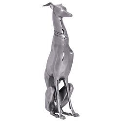 FineBuy Deko Design Dog aus Aluminium silbern Windhund Skulptur Hundestatue