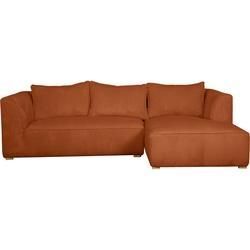 Design-Ecksofa rechtseitig aus écrufarbenem Cordstoff aus Samteffekt 3-4 Sitzer PANAM