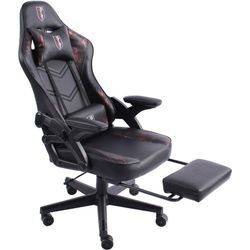 Trisens - Gaming Stuhl im modernen Racing-Design mit ausziehbarer Fußstütze Gaming Chair mit verstellbaren Design Armlehnen ergonomischer