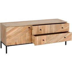 TV-Rack HHG 178, TV-Board Fernsehtisch Lowboard TV-Schrank Kommode, Massiv-Holz Mango 56x145x43cm mvg, natur