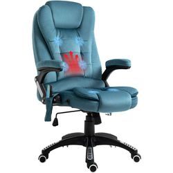 Vinsetto - Bürostuhl Massagesessel mit Wärmefunktion, Ergonomischer Chefsessel, Höhenverstellbarer Drehstuhl, Gamingstuhl mit Massage, Blau, 68 x 72