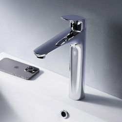 Wasserhahn Bad Hoch Waschbecken Badarmatur Mischbatterie aus Messing Waschtischarmatur Einhandmischer für Badezimmer Waschbeckenarmatur, Chrom