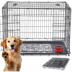 AREBOS Hundekäfig 77,5 x 53 x 59 cm Hundetransportbox Auto klappbar Hundebox faltbar Transportbox Hund mit 2 Türen Hundekäfig für Zuhause inkl.