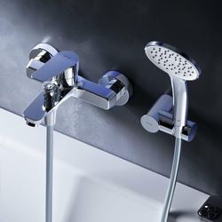 Badewannenarmatur Wannen Bad Armatur Einhebelmischer für Bad, inkl. Handbrause 5 Strahlarten, Wandhalterung und Schlauch, Chrom - Chrom - Am.pm