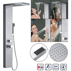 AUFUN Duschpaneel Edelstahl Duschsystem mit Regendusche, Massagedusche, Duschsäule Duschset mit Handbrause für Badezimmer Duschbrause, Silber