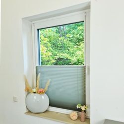 Hago - Premium Klemmfix-Plissee ohne bohren, Faltrollo Rollo Jalousie für Fenster Tür Grau 50 cm 100 cm - Grau