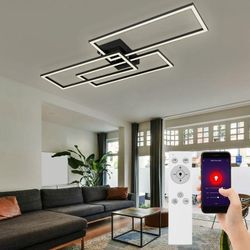 Etc-shop - led Deckenlampe Schlafzimmerleuchte dimmbar Fernbedienung Smart Leuchte, App- und Sprachsteuerung, schwarz opal, 58W 4300lm