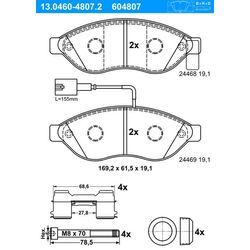 ATE Bremsensatz-Vorderachse Bremsensatz, Scheibenbremse vorne rechts links belüftet 280mm für PEUGEOT FIAT CITROËN 77367092 4246L4 1611839180 IJF14174