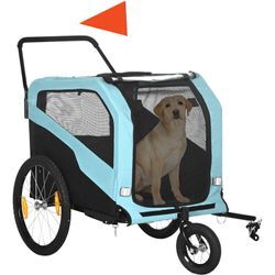 Pawhut - 2-in-1 Hundeanhänger, Fahrradanhänger für Hunde, Hundewagen mit Reflektoren, Hundebuggy max. 30 kg, Hundefahrradanhänger für Große Hunde,