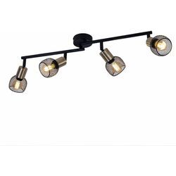 Etc-shop - Deckenleuchte Wohnzimmerlampe Deckenstrahler Spotleiste 4-flammig Gitterschirme, Metall, schwarz gold, 4x E14 Fassungen, LxBxH 60x8x15 cm