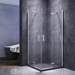 Duschkabine Duschabtrennung Duschwand Scharniertür Eckeinstieg Dusche nano Glas 100x80x195cm - Sonni