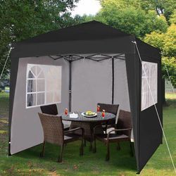 Mcc® 2x2 Meter Pavillon, Gartenpavillon, Faltpavillon, Festzelt, Partyzelt, mit 4 Abnehmbaren Seitenteilen, Schwarz