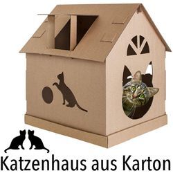 Katzenhaus Katzennest Katzenhöhle Haus aus Pappe Kartonhaus Spielhaus für Katzen Katzenburg Katzenturm Petigi Katzenmöbel Kratzmöbel Katzenpapphaus