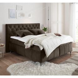 Boxspringbett 180x200 cm PETARE-09 in der modernen Farbe Espresso und Härtegrad H2