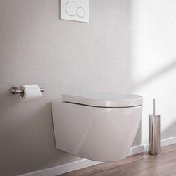 Bernstein - Spülrandloses Wand-Hänge wc B-8030R Weiß - mit Nano-Beschichtung - inkl. Softclose-Deckel - Weiß glänzend Mit Standard LED-Nachtlicht