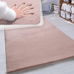 Paco Home - Hochflor Teppich Wohnzimmer Kunstfell Super Soft Einfarbig in Versch. Größen und Farben 60x90 cm, Pink