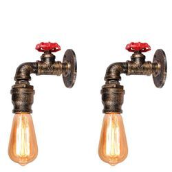 2er Wandleuchte Kerze, Vintage Industrielle Wasserrohr Wandlampe, Kreative Steampunk Art Lampe Decor E27 Fassung Innen für Wohnzimmer Schlafzimmer