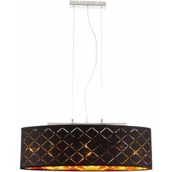 Deckenleuchte led Pendellampe Esszimmer hängend schwarz gold Hängelampe Esstisch, 3 Flammig Stanzungen, Metall Textil, 3x led 7W 806Lm 2700K, LxBxH