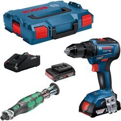 Bosch - Akku-Bohrschrauber-Set gsr 18V-55, 2x2,0 Ah + Lader + Wera Zyklop Pocket 1