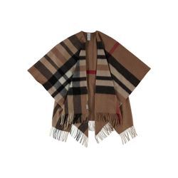 Fraas Poncho Damen Wolle kariert, camel