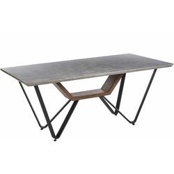 Esstisch Betonoptik Grau / Schwarz 180 x 90 cm Metallbeine Tisch für Sechs Personen Esszimmertisch Modernes Design Industrial Style