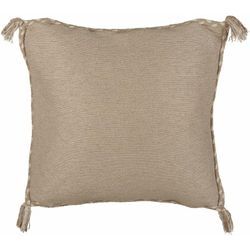 Dekokissen Beige aus Jute Baumwolle 45 x 45 cm Quadratisch mit Quasten Deko Dekoration Wohnaccessoires für Wohnzimmer Schlafzimmer