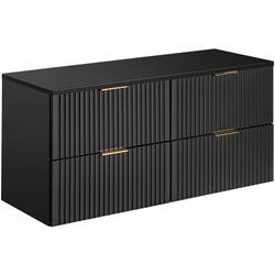 Lomadox - Waschtischunterschrank 120cm ADELAIDE-56-BLACK in matt schwarz mit gerillter Front, b/h/t 120,6/59,2/46,5 cm