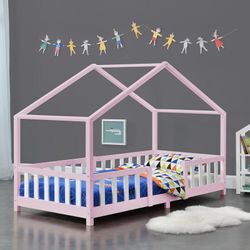 [en.casa] - Kinderbett Treviolo 90x200 cm Rosa / Weiß