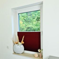 Hago - Premium Klemmfix-Plissee ohne bohren, Faltrollo Rollo Jalousie für Fenster Tür Burgunderrot 70 cm 200 cm - Burgunderrot