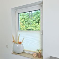 Hago - Premium Klemmfix-Plissee ohne bohren, Faltrollo Rollo Jalousie für Fenster Tür Creme 45 cm 100 cm - Creme