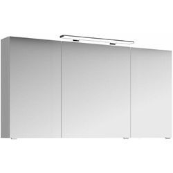 Badezimmer 3-türiger Spiegelschrank FES-4010-66 Korpus in weiß glänzend, inkl. Beleuchtung - b/h/t: 140/71/17cm