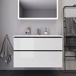 Duravit ME by Starck Waschtisch weiss mit D-Neo Waschtisch-Unterschrank 100cm weiss hochglanz