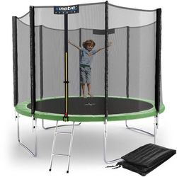 Trampolin Outdoor 'Salto Plus' - Komplett-Set für Kinder, usa Sprungtuch, Netz, Randpolster, Leiter Grün ø 305 cm - Kinetic Sports