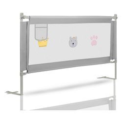 Vingo Bettgitter Bettschutzgitter Höhenverstellbar Kinderbettgitter 180 x 98 cm Gitter Kinderbett Fallschutz Bett Darkgray