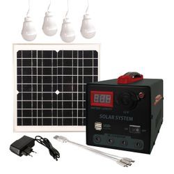 Solar Power Pack Station Komplett Set 15W 7 Ah 4LED 12V 5V mit Ladeadaptern