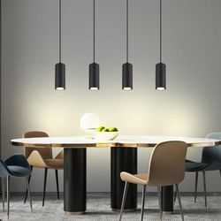 Hängeleuchte Pendelleuchte Holzoptik schwarz Esszimmerlampe 4-flammig Deckenleuchte hängend, Metall braun, 4x GU10 Fassungen, LxBxH 65x6x120 cm