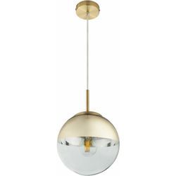 Hängeleuchte mit Glaskugel Pendelleuchte gold transparent Esstischleuchte Wohnzimmerlampe Pendellampe, IP20, 1x E27, Durchmesser x Höhe 20 x 120 cm