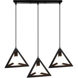 Axhup - Pendelleuchte Dreieck 3 Flammig Kronleuchter mit Metall Käfig Vintage Hängelampe im Industri Stil E27 Fassung Art Lampen Decor für Wohnzimmer