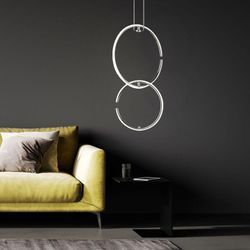 Led Hängeleuchte Esstischlampe Pendellampe Deckenlampe Wohnzimmer, Ring Design chrom, 17W 1650lm 4000K, LxBxH 45x21x230 cm